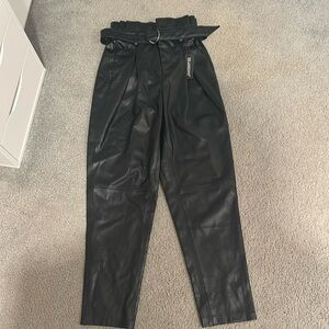 Leather pants with cute detailed belt brand new